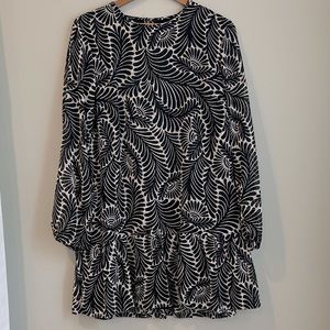 Black and white fern flounce dress